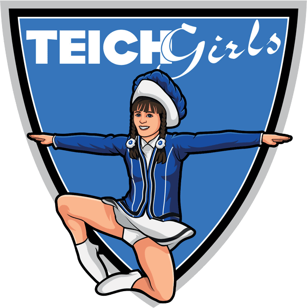 Logo mit tanzendem Tanzmariechen in blauem Kostüm